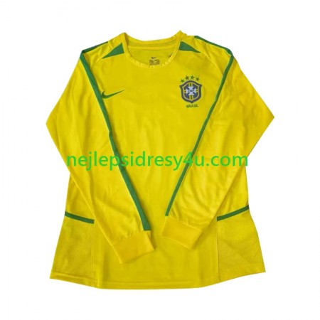 Fotbalový Dres Brazílie Retro Domácí 2002 Dlouhý Rukáv